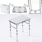 YUFIFAIRY Small Folding Table Portable, 24''L x16''W Foldable Camp Table with 3 Adjustable Height, Indoor Outdoor Lightweight Aluminum for Outdoor Cooking Picnic, (3 Heights)