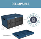 CleverMade Collapsible Storage Bins with Lids (62L, 3 Pack) – Heavy Duty Foldable Plastic Storage Crates for Garage, Closet & Trunk Organization - Ocean