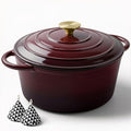 Miereirl 4.5 Quart Enameled Dutch Oven Pot with Lid, Cast Iron Dutch Oven with Dual Handles for Bread Baking, Cooking, Non-stick Enamel Coated Cookware, Fig