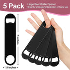 WEGAZ-5 Pack 7inch Black Stainless Steel Flat Beer Bottle Opener,Stainless Steel