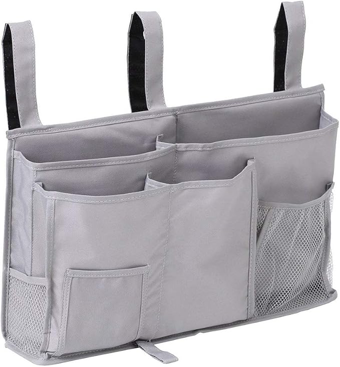 Sugaroom Bunk Bed Organizer - Bedside Storage Caddy with Pockets for College Dorm, Hospital, Baby Bed & Camp (Grey)