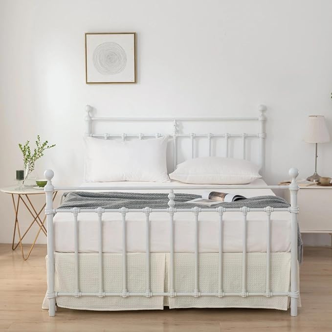 Full Bed Skirt - Bed Skirts 12 Inch Drop with Split Corners, Ivory Pleated Waffle Weave Bed Skirt, Tailored Dust Easy Fit, Machine Washable (12" Full)