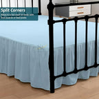 Shreem Linen Ruffled Bed Skirt with Split Corners, Gathered Style, 100% Microfiber, 18-Inch Drop, Dust Ruffle Bedskirt with Platform, Full-XXL, Light Blue