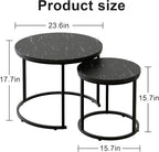 aboxoo Round Nesting Coffee Table Side Set of 2 End Tables