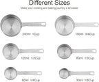 Measuring Cups and Spoons Set 14, Metric & US 18/8 Stainless Steel Measuring Cups and Spoons Set, Dry & Liquid Metal 6 Measure Cups & 7 Measure Spoons w/Leveler for Kitchen & Baking