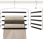 TOPIA HANGER Pants Hangers Space Saving, 2-Pack Swing Arm Pants Organizer for Closet, Non-Slip Foam Padded Organizer Hanger for Multi Slacks, Jeans, Trousers, Skirts, Scarfs, Black-CT08B