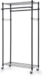 HOKEEPER Clothes Racks 400 LBS Heavy Duty Clothing Racks for Hanging Clothes Adjustable Coat Rack with Wheels & Hooks Freestanding Wire Garment Rack Portable Closet Wardrobe 74.8''H*38.2" W