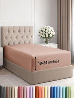 Extra Deep Twin XL Fitted Sheet - Hotel Luxury Single Fitted Sheet Only - Easily Fits 18 inch to 24 inch Mattress - Ultra Soft, Wrinkle & Fade Free w/Extra Deep Pockets - Breathable & Comfy - Mauve