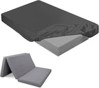 Breling Fitted Sheet (Sheet Only) Compatible with Milliard Trifold Mattress Folding Mattress Fitted Microfiber Bedsheet for Camp Bunk Rvs Bed(Queen,4'',Dark Gray)