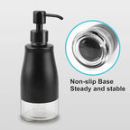 AUMIO Soap Dispenser with Non-Slip Silicone Pad, 2 Pack Kitchen Dish Refillable Liquid Dispensers, Matte Black Hand Soap Dispenser for Bathroom, Stainless Steel Case Glass Liner Hand Pump Dispensers