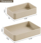 Desk Organizer Tray, PU Leather Nightstand Organizer Perfume Valet Tray for Men Women, Decorative Vanity Trays Trinket Dish Key Bowl for Entryway Table (2pcs, Beige, Large+Small)