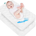Cradle Bassinet Mattress Pad Cover, 2 Pack, for 36" × 18" Standard Cradle Mattress, Ultra Soft Microfiber Surface and Extra Waterproof Layer, Washer & Dryer Friendly