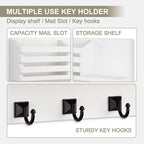 Key Holder Wall Mount, Mail Organizer for Wall with 5 Square Rustic Key Hooks Key Shelf Farmhouse Home Decor for Entryway