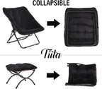 Tiita Folded Chair with Ottoman, Soft Faux Fur Oversized Folding Accent Chair,Lazy Chair, Metal Frame Moon Chair for Bedroom, Living Room, Dorm Rooms, Garden and Courtyard