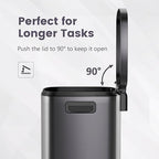 ELPHECO Kitchen Trash Can with Lid Soft Close, 13 Gallon / 50L Stainless Steel Pedal Garbage Can, Heavy-Duty Step Wastebasket with 20 Bags, Removable Bucket, Home Office, Titanium Silver