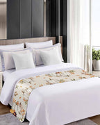 Thanksgiving Pumpkin Fall Maple Leaf Watercolor Bed Runners for Bedroom Hotel,Decorative Bedding Scarf Retro Linen Bed End Blanket Bedding Runner Scarves for Twin Size Beds,71x20in