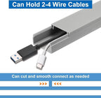 HARFINGTON 4pcs Cord Hider Wall 15inx1.18inx0.6in (LxWxH) PVC Cable Cover Self Adhesive Wire Hider Wall Mounted TV Cable Raceway for Cables Management (60in Total Length),Grey