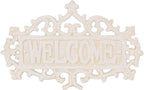Sungmor Cast Iron Welcome Sign – Vintage Style Decorative Wall Plaque – Ornate Scroll Design for Porch, Entryway, Garden or Fence – Outdoor Wall Hanging Sign, Rustic Metal Home Decor