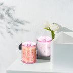 XIPENGKEJI 2 Pack Qtip Holder,Canister Apothecary Jar Set, Bathroom Jars with Lids Set for Cotton Swabs, Balls, Pads, Floss Picks,10oz-12oz Plastic Canisters Restroom Bedroom Vanity Organizer(Pink)
