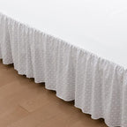 Tufted Dot Bed Skirt King Size Ruffled Bed Skirt with Split Corners, 18 Inch Drop Dust Ruffle Bed Skirts with Platform, White