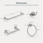 FORIOUS Bathroom Hardware Accessories Set, SUS304 Stainless Steel Towel Bar Set, Modern Towel Racks Holder for Bathroom, Toilet Paper Holder Wall Mounted 4 Pieces(24" Bar, Brushed Nickel)