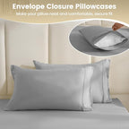Twin XL Sheet Set - 3 Piece Silky Soft Breathable Bed Sheet & Pillowcase Set, 16" Deep Pocket Hotel Luxury Wrinkle Free Easy Care Bedding Sheets, Light Grey