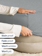 Extra Deep Twin XL Fitted Sheet - Hotel Luxury Single Fitted Sheet Only - Easily Fits 18 inch to 24 inch Mattress - Ultra Soft, Wrinkle Free w/Extra Deep Pockets - Breathable & Comfy - Heathered Grey