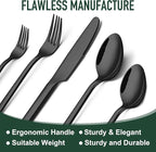 21-Piece Modern Black Silverware Set with Organizer Tray Stainless Steel Eating Utensil Sets Kitchen Knives Forks and Spoons Cutlery Set Heavy Duty Tableware Flatware Sets for 4, Dishwasher Safe
