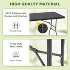 PayLessHere 6ft Folding Tables,Plastic Resin Table with Collapsible Alloy Steel Frame,Plastic Table for Indoor,Outdoor,Camping,BBQ,Picnic,Black