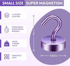 Neosmuk Magnetic Hooks, Cruise Ship Essentials, 40lb+ Heavy Duty Magnetic Hooks for Cruise Cabins, Refrigerator, Grill, Hanging, and Travel | Extra Strong Must-Haves Magnet Hook,Purple,Pack of 10