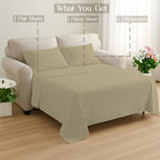 Sleeper Sofa 4 Piece Bed Sheet Set Premium Quality 100% Cotton 500 Thread Count, Smooth & Super Soft Sateen Weave, Extra Soft Bed Sheets, Wrinkle Free, 8 Inch Deep Pocket (Full, Beige)