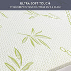 Bamboo Cooling Mattress Protector with Zipper - 100% Waterproof Twin Size Mattress Cover - Ultra Soft Jacquard Fabric Breathable Noiseless Mattress Pad Covers - Zippered Mattress Encasement