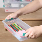 Plastic Storage Containers Clear Craft Storage Bins with Grey Handle,Organizer Box with Durable Lids Stackable Containers for Organizing Craft and Tools (8 Pack-4 Quart Green)