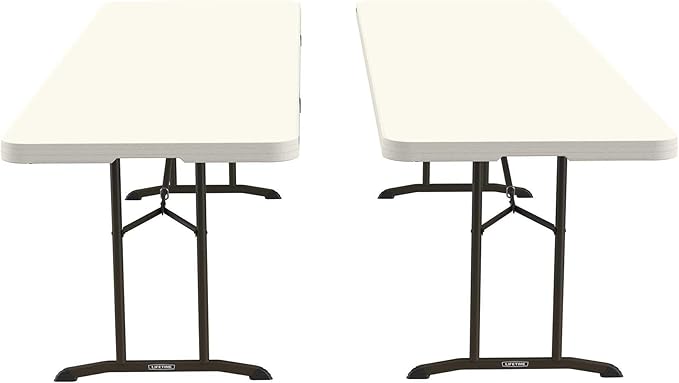 Lifetime 80882 Commercial Fold in Half Table, 8 Feet, 2 Pack, Almond