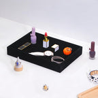 Bedside Organizer Tray, Desktop Storage Tray for Jewelry, Sunglass, Phone, Watch, Perfume,Lipstick, Nightstand Desk-top Catchall, Multi-use Holder Box for Desk Drawer (Black 1Grid)