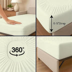 Sleeper Sofa 4 Piece Bed Sheet Set Premium Quality 100% Cotton 500 Thread Count, Smooth & Super Soft Sateen Weave, Extra Soft Bed Sheets, Wrinkle Free, 6 Inch Deep Pocket (Twin, Ivory)