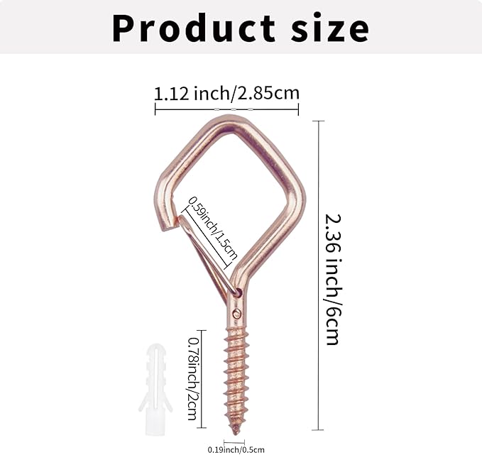 10PCS Eye Screw Hooks for Hanging Heavy Duty with Safety Buckle.Metal Ceiling Hooks for Hanging Plants,Cup,Wind Chime,Bird Feeders,christmas String Lights at Indoor&Outdoor,2.36 Inch(No Drill Bit)