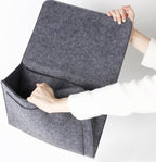 Bringsine 5 Pockets Bedside Caddy, Felt Bed Storage Organizer Hanging Bag Holder for Magazine Book Phone Tablet iPad Cables Remote and Glasses Holder Home Dorm Bed Sofa-Dark Gray