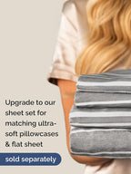 Extra Deep Queen Fitted Sheet - Hotel Luxury Single Fitted Sheet Only - Easily Fits 18 inch to 24 inch Mattress - Ultra Soft, Wrinkle Free with Extra Deep Pockets - Breathable & Comfy - Grey Stripes