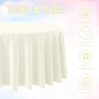 16 Pack Beige Plastic Tablecloths for Round Tables, Premium Decorative Ivory Disposable Table Covers for Parties, Round Cream Party Table Cover for Birthday Wedding Baby Shower Graduation, 84 Inch