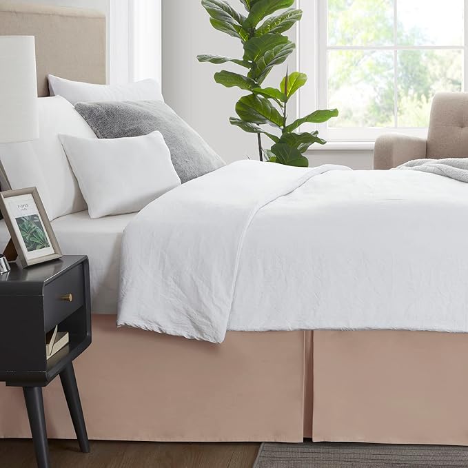 Nestl Taupe Full XL Bed Skirt - Full XL Size Bed Skirt 14 Inch Drop - Brushed Microfiber Bed Skirts - Hotel Quality Pleated Bed Skirt - Shrinkage & Fade Resistant