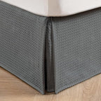 MIYE Pleated Waffle Weave Bed Skirt, Tailored Dust Ruffle 14 Inch Drop Easy Fit, Machine Washable (Dark Grey, Full - 14" Drop)
