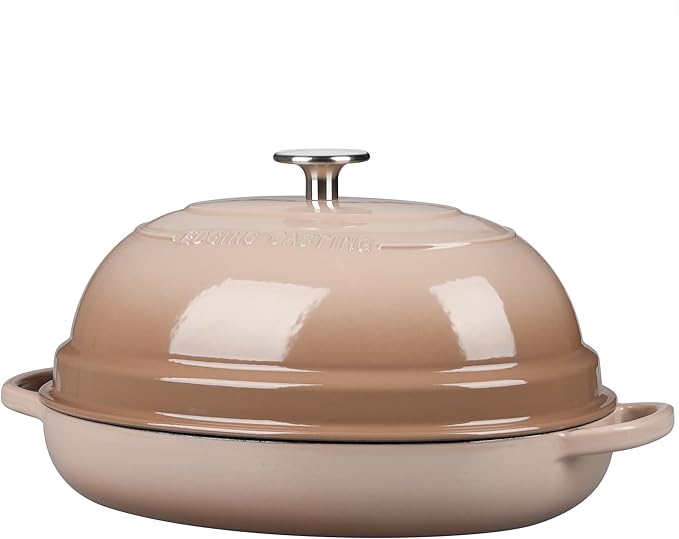 EDGING CASTING Enameled Oval Cast Iron Dutch Oven Pot with Lid, Bread Dutch Oven for Sourdough Bread Baking, Dutch Oven Bread, Bread Oven, 6QT, Mocha