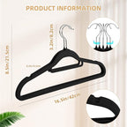 Velvet Non-Slip Hangers, Heavy-Duty Suit Hangers with 360° Swivel Hook for Space-Saving Storage - 20 Pack, Black