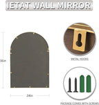 Arched Gold Wall Mirror Antique Beaded Frame Bathroom Wall Mirror Baroque Vanity Mirror Decorative Mirrors for Living Room,Bedroom