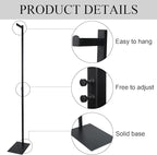 Marsui 2 Pcs Adjustable Clothing Display Rack Adjustable from 48" to 72" Single Clothing Display Stand Metal Black Rack Retail Use Single Customer Shirt Stand for Thrift Shop Retail Store