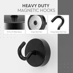 Neosmuk Magnetic Hooks, Cruise Ship Essentials, 80lb+ Heavy Duty Magnetic Hooks for Cruise Cabins, Refrigerator, Grill, Hanging, and Travel | Extra Strong Must-Haves Magnet Hook,Black (Pack of 2)