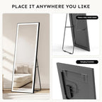 Kosmonia 56×18 LED Full Length Mirror with Lights - Wall Mounted Vertical Vanity Mirror for Bedroom & Bathroom, Full Body Backlit, Adjustable Brightness, Tempered Glass