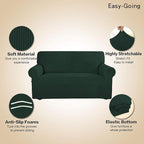 Easy-Going Stretch 4 Seater Sofa Slipcover 1-Piece Sofa Cover Furniture Protector Couch Soft with Elastic Bottom for Kids, Polyester Spandex Jacquard Fabric Small Checks Dark Green