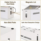 0.6mm Metal Cable Management Box - Large Cable Organizer Box and Power Strip Box for Electrical Cord Hiding, Home Office Floor Cables Hider, TV Wires Storage Organization